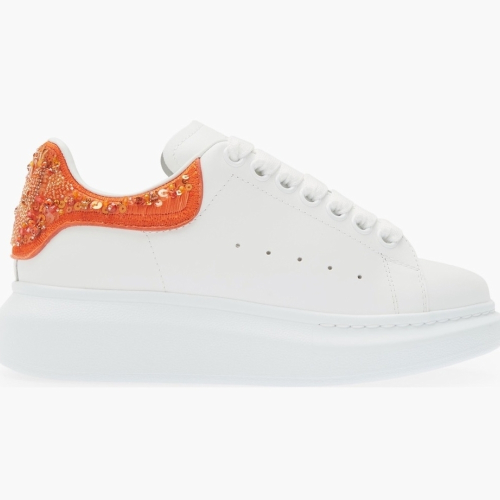 Alexander McQueen Oversized Larry Sneakers White / Warm Orange Size 39